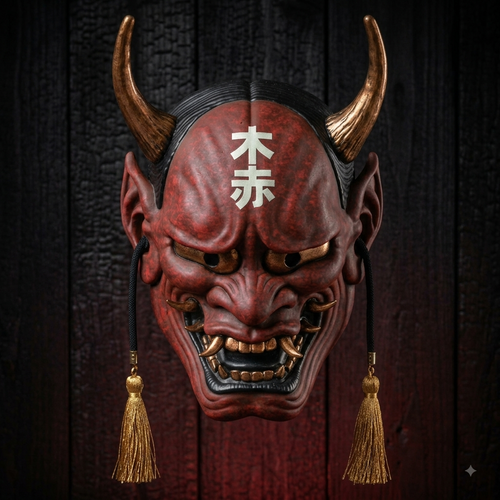 Handcrafted Hannya Mask  - Red Oni Demon